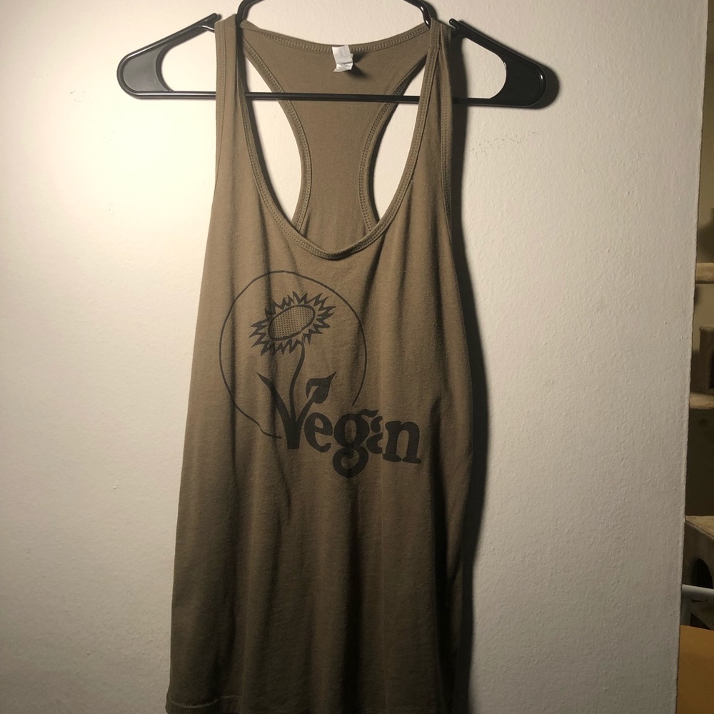 Army green vegan racer back tank